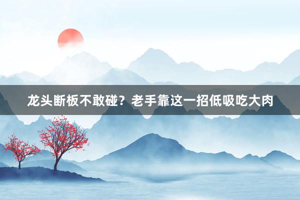 龙头断板不敢碰？老手靠这一招低吸吃大肉