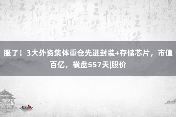 服了！3大外资集体重仓先进封装+存储芯片，市值百亿，横盘557天|股价