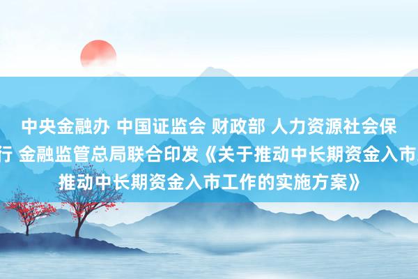 中央金融办 中国证监会 财政部 人力资源社会保障部 中国人民银行 金融监管总局联合印发《关于推动中长期资金入市工作的实施方案》