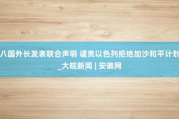 八国外长发表联合声明 谴责以色列拒绝加沙和平计划_大皖新闻 | 安徽网