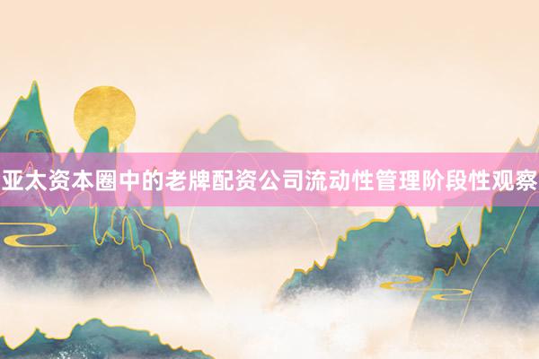 亚太资本圈中的老牌配资公司流动性管理阶段性观察