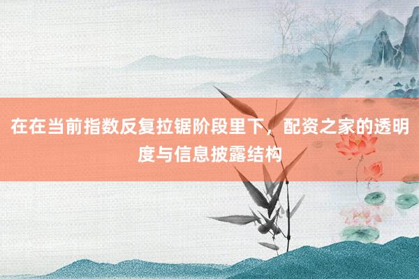 在在当前指数反复拉锯阶段里下,配资之家的透明度与信息披露结构
