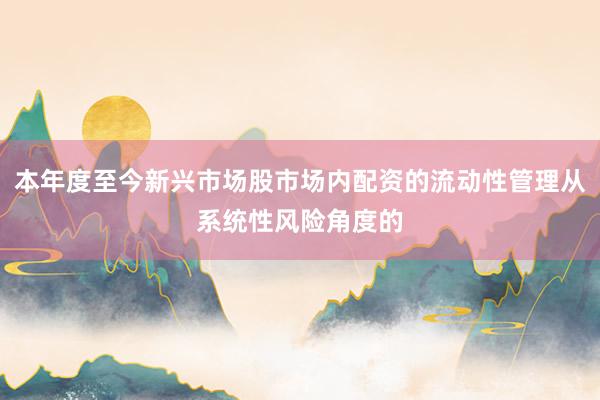 本年度至今新兴市场股市场内配资的流动性管理从系统性风险角度的