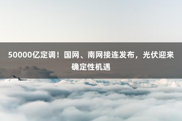 50000亿定调！国网、南网接连发布，光伏迎来确定性机遇