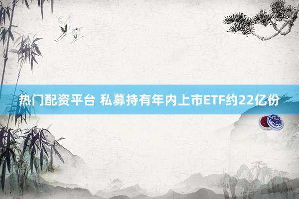 热门配资平台 私募持有年内上市ETF约22亿份