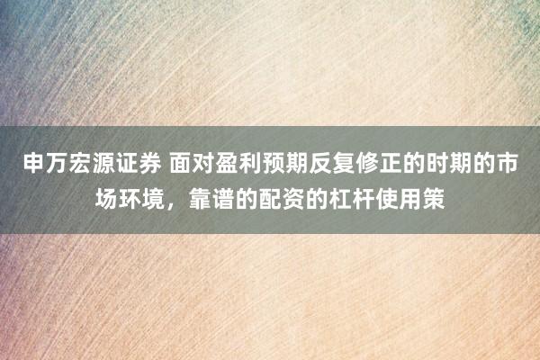 申万宏源证券 面对盈利预期反复修正的时期的市场环境，靠谱的配资的杠杆使用策