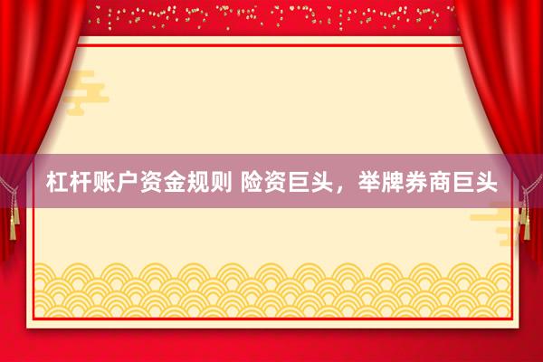 杠杆账户资金规则 险资巨头，举牌券商巨头
