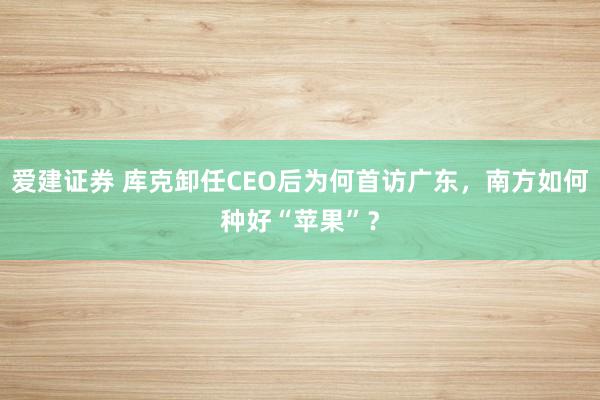 爱建证券 库克卸任CEO后为何首访广东，南方如何种好“苹果”？